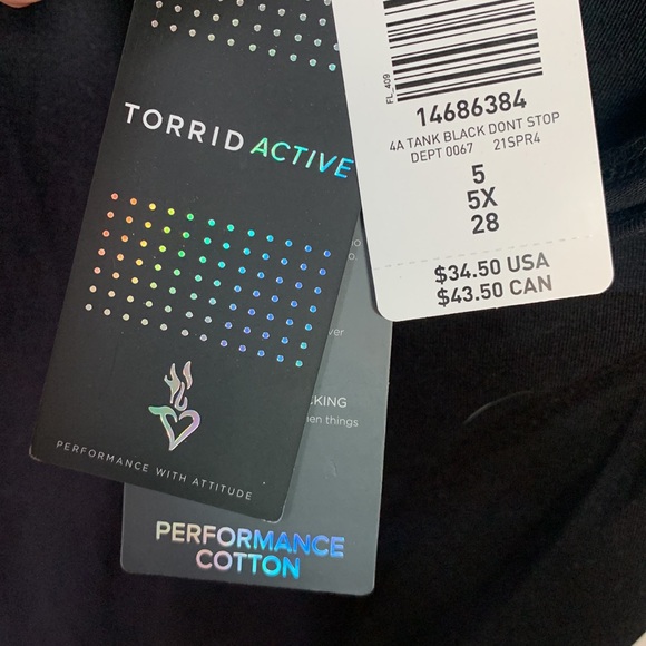 Torrid Don't Stop Black Wicking Active Tank New with Tag W-655 Plus Size 5X - Picture 7 of 12